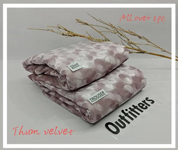 2pc Elegant Velvet pluchi Winter Collection  D-7506