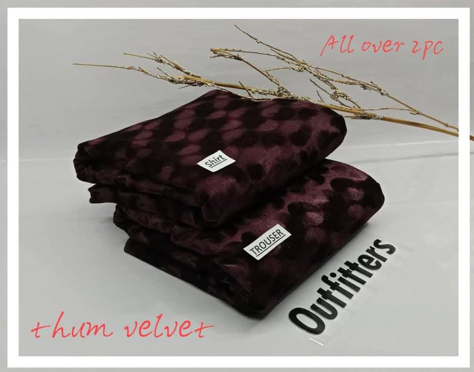 2pc Elegant Velvet pluchi Winter Collection  D-7516